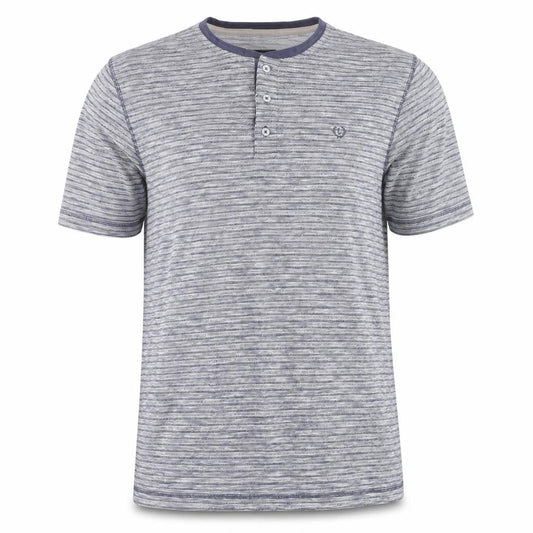 Lincoln Mens Blue Striped Henley Short Sleeve Cotton Shirt XL