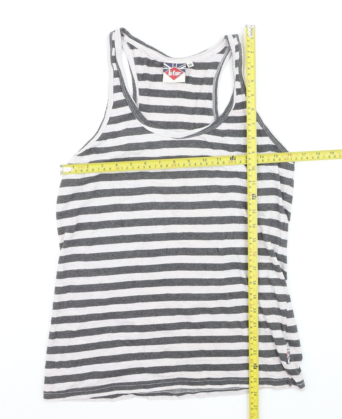 Lee Cooper Womens Grey Striped Racerback Tank Top Size 16