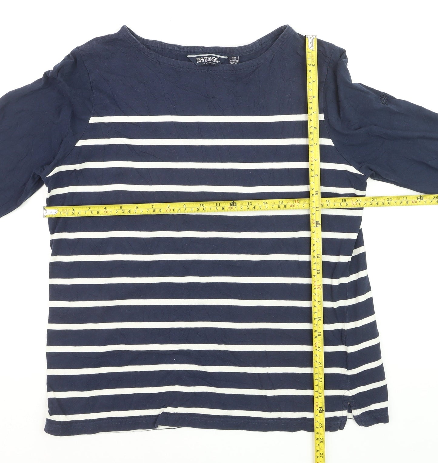 Regatta Women's Blue Striped Long Sleeve Cotton T-Shirt Size 20