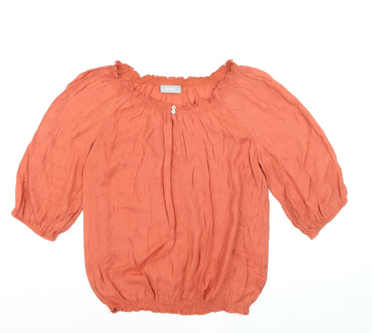 Wallis Women’s Orange Off Shoulder 3/4 Sleeve Peasant Blouse M