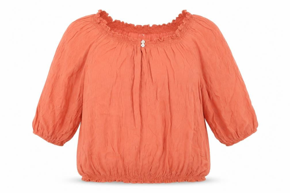 Wallis Women’s Orange Off Shoulder 3/4 Sleeve Peasant Blouse M