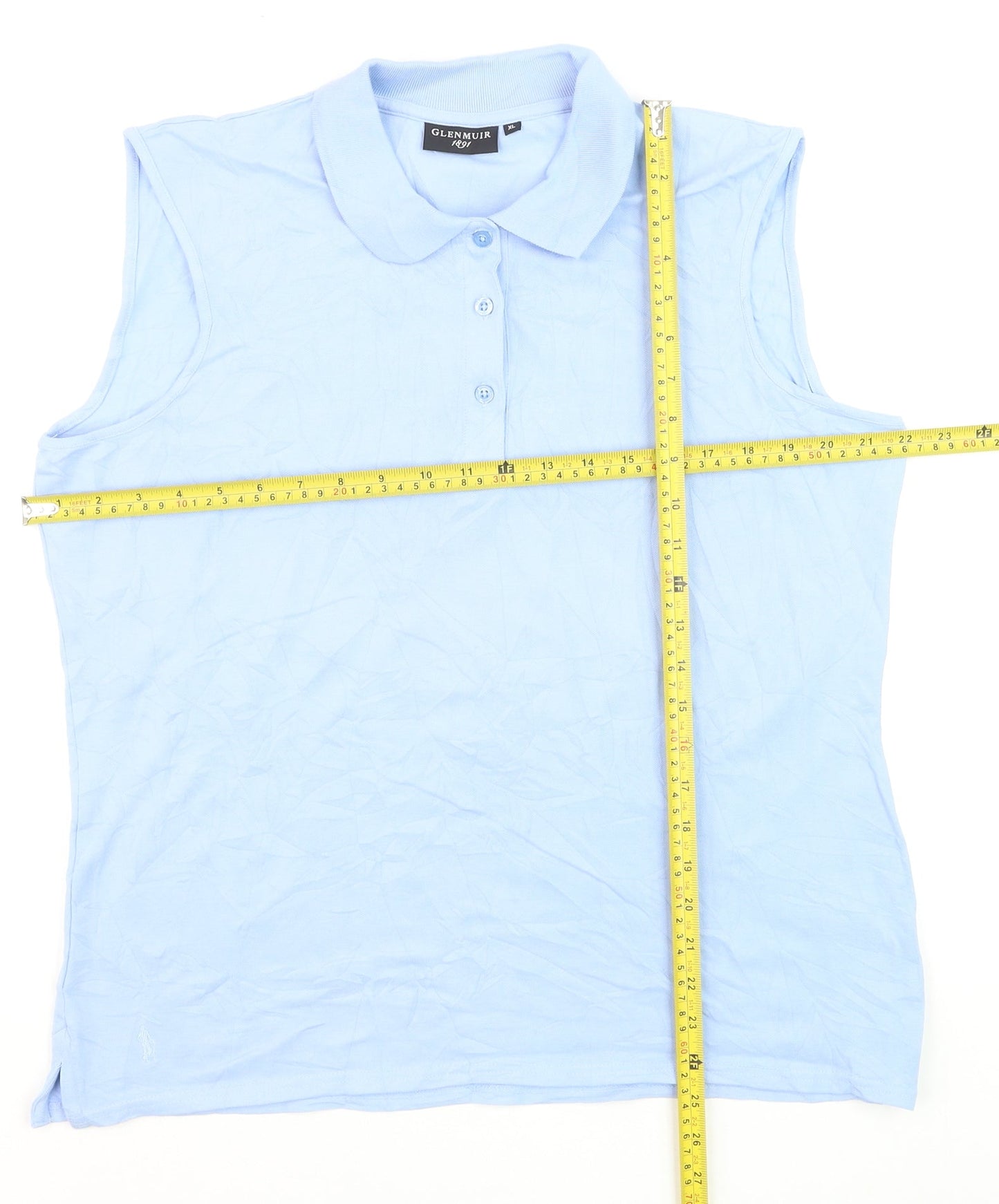 Glenmuir Womens Blue Sleeveless Polo Shirt XL Cotton Blend