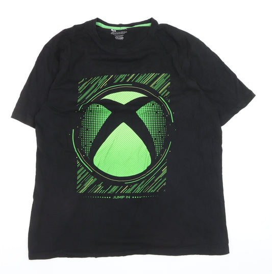 F&F Xbox Black Green Graphic Men's 2XL Short Sleeve T-Shirt