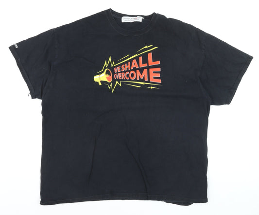 Philosophy Football Men's Black Graphic T-Shirt XXL We Shall Overcome