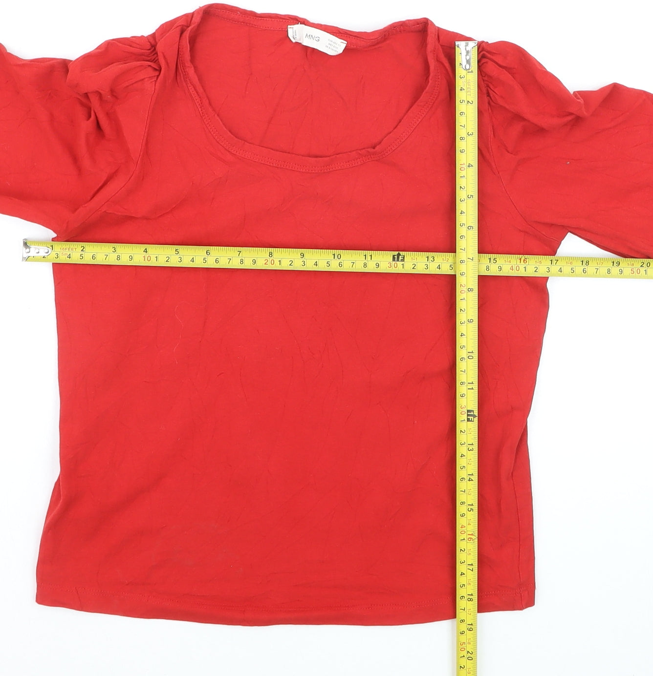 Mango Women's Red Long Sleeve Cotton Basic Blouse XS
