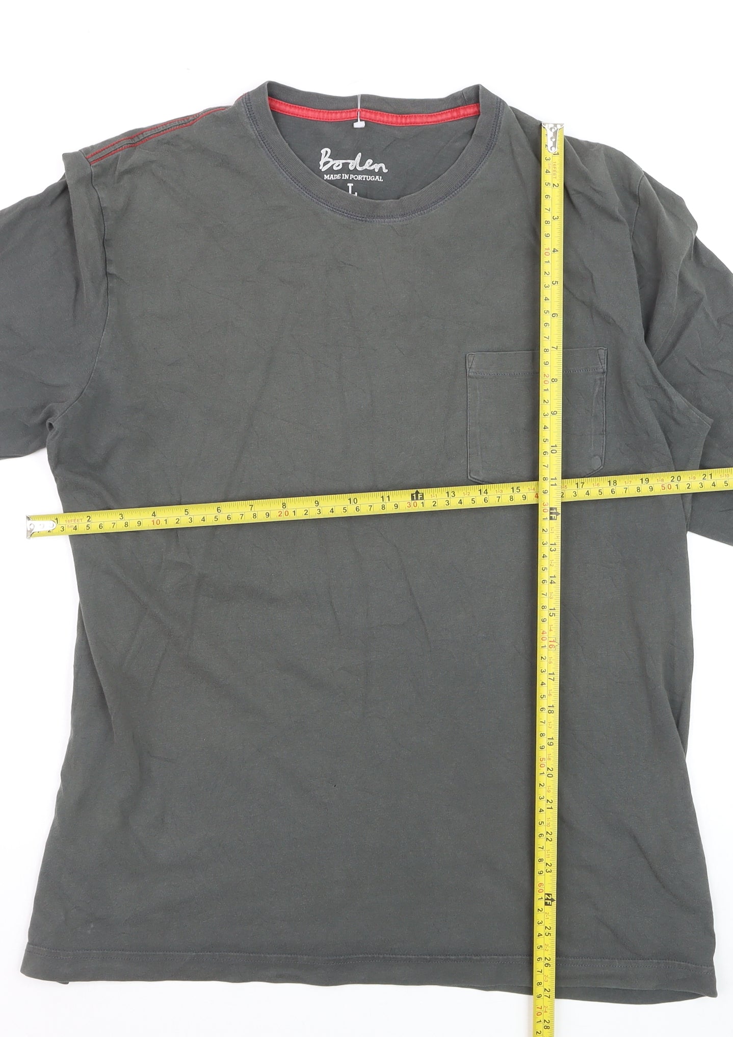 Boden Men's Grey Long Sleeve Cotton Crew Neck T-Shirt L