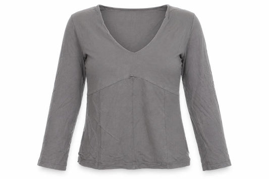 un deux trois Women’s Brown V-Neck 3/4 Sleeve Cotton T-Shirt Size 6