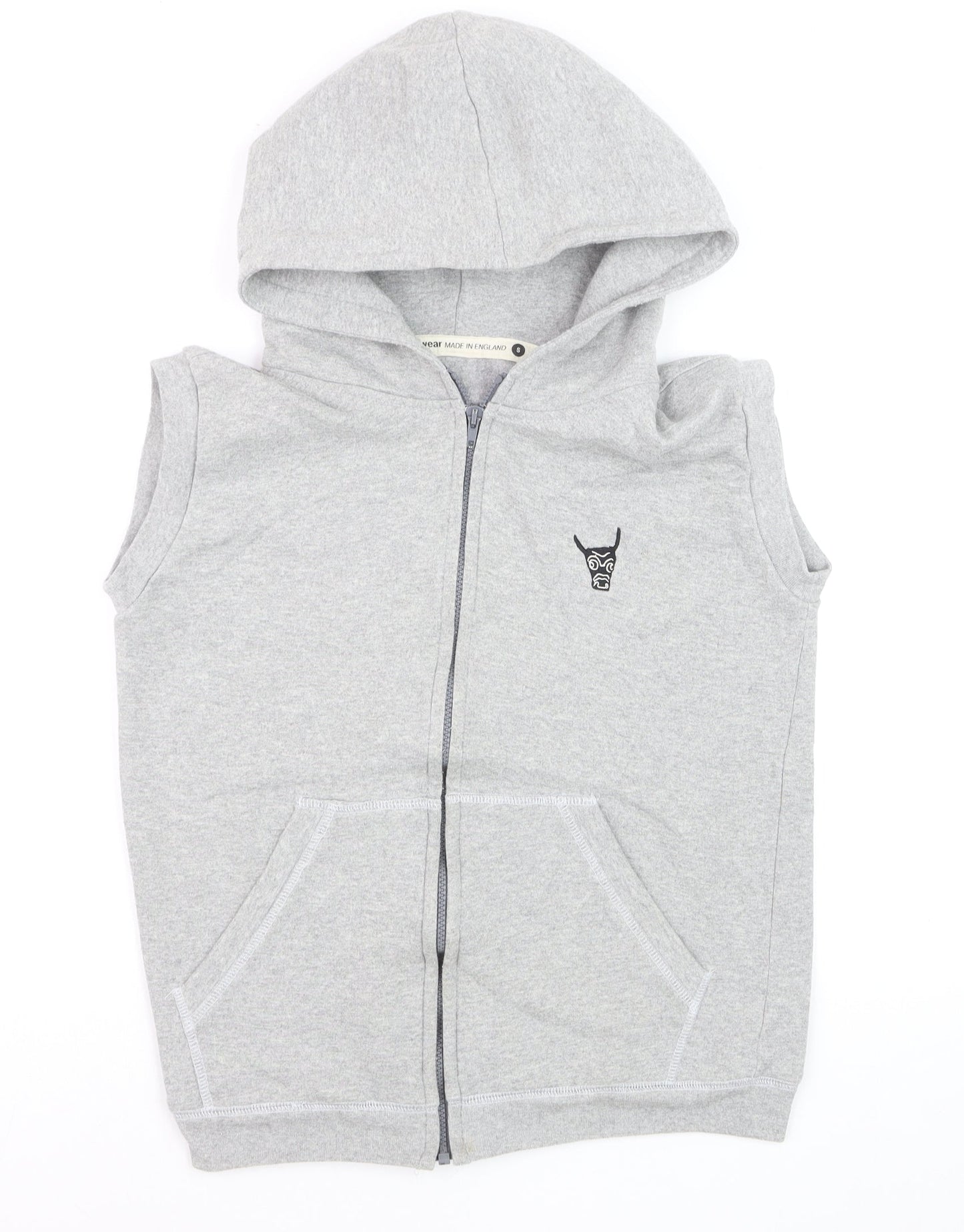 Ushiwear Men’s Grey Sleeveless Full Zip Hoodie S Lightweight