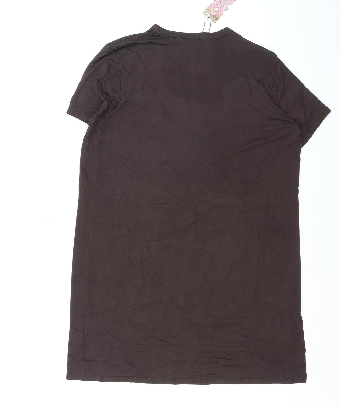Boohoo Women’s Brown Short Sleeve Basic Stretch T-Shirt UK 12