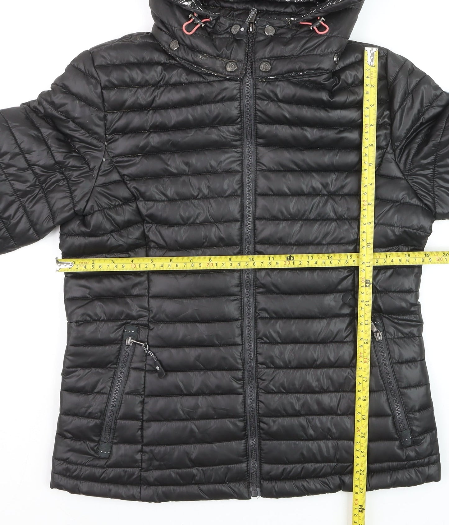 Passenger's Brand Men's Black Puffer Jacket Hooded Medium Polyester