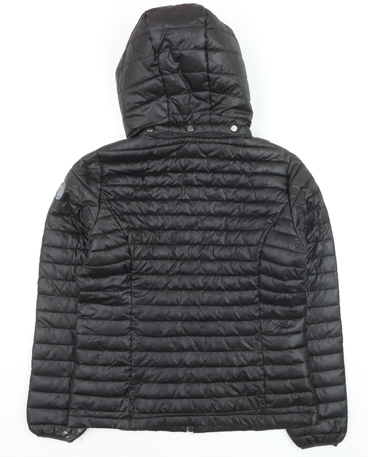 Passenger's Brand Men's Black Puffer Jacket Hooded Medium Polyester