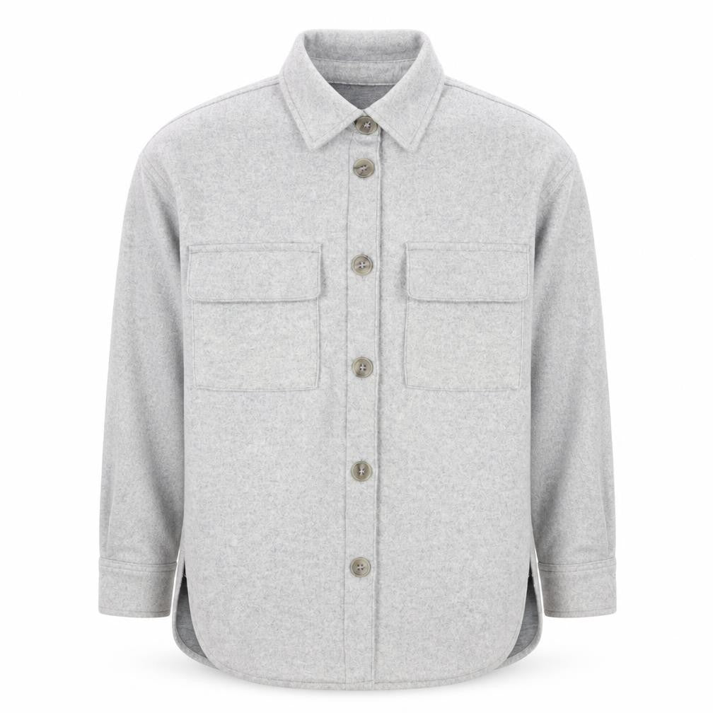 H&M Men's Grey Button-Up Fleece Overshirt XS Regular Fit