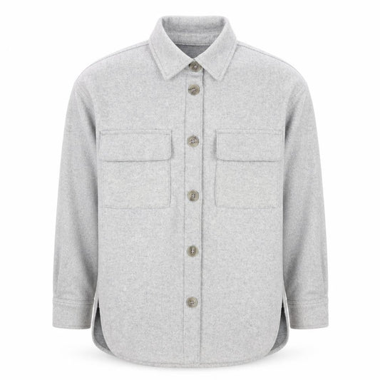 H&M Men's Grey Button-Up Fleece Overshirt XS Regular Fit