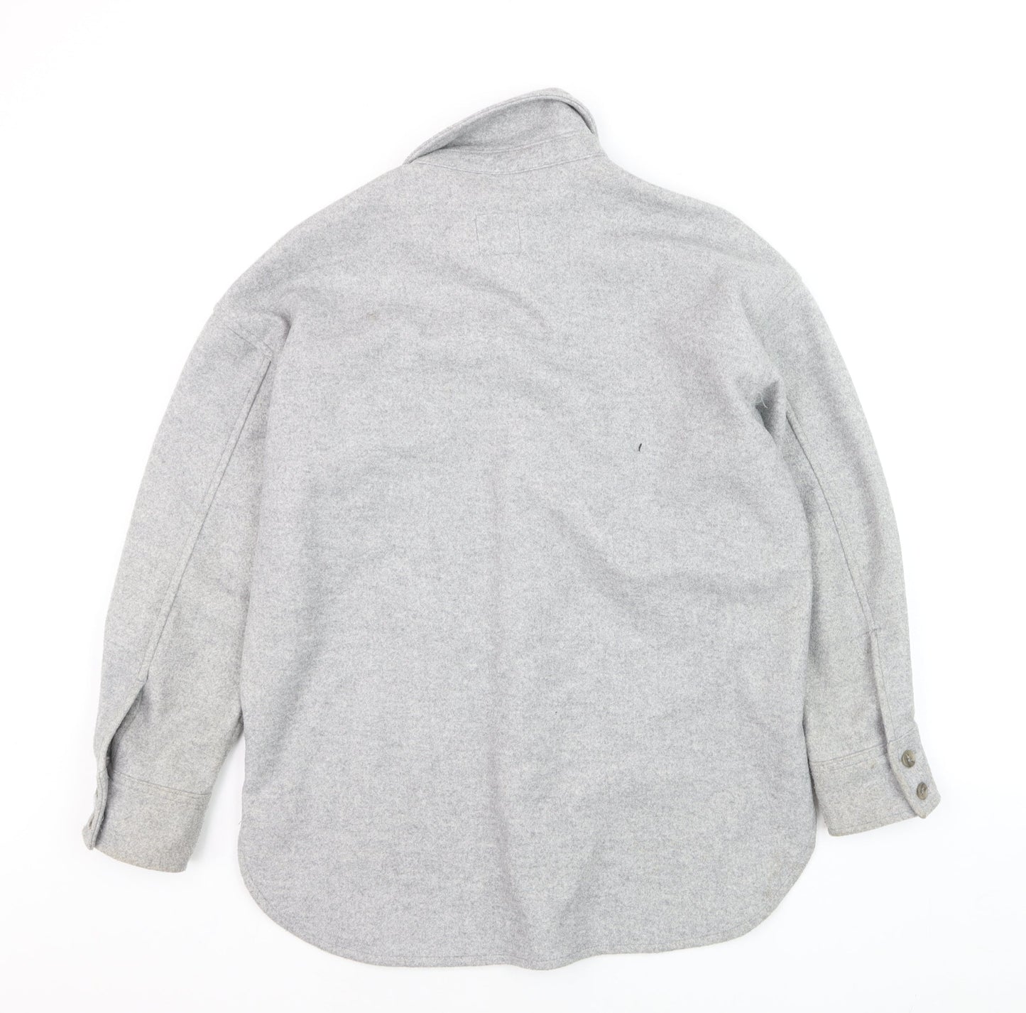 H&M Men's Grey Button-Up Fleece Overshirt XS Regular Fit