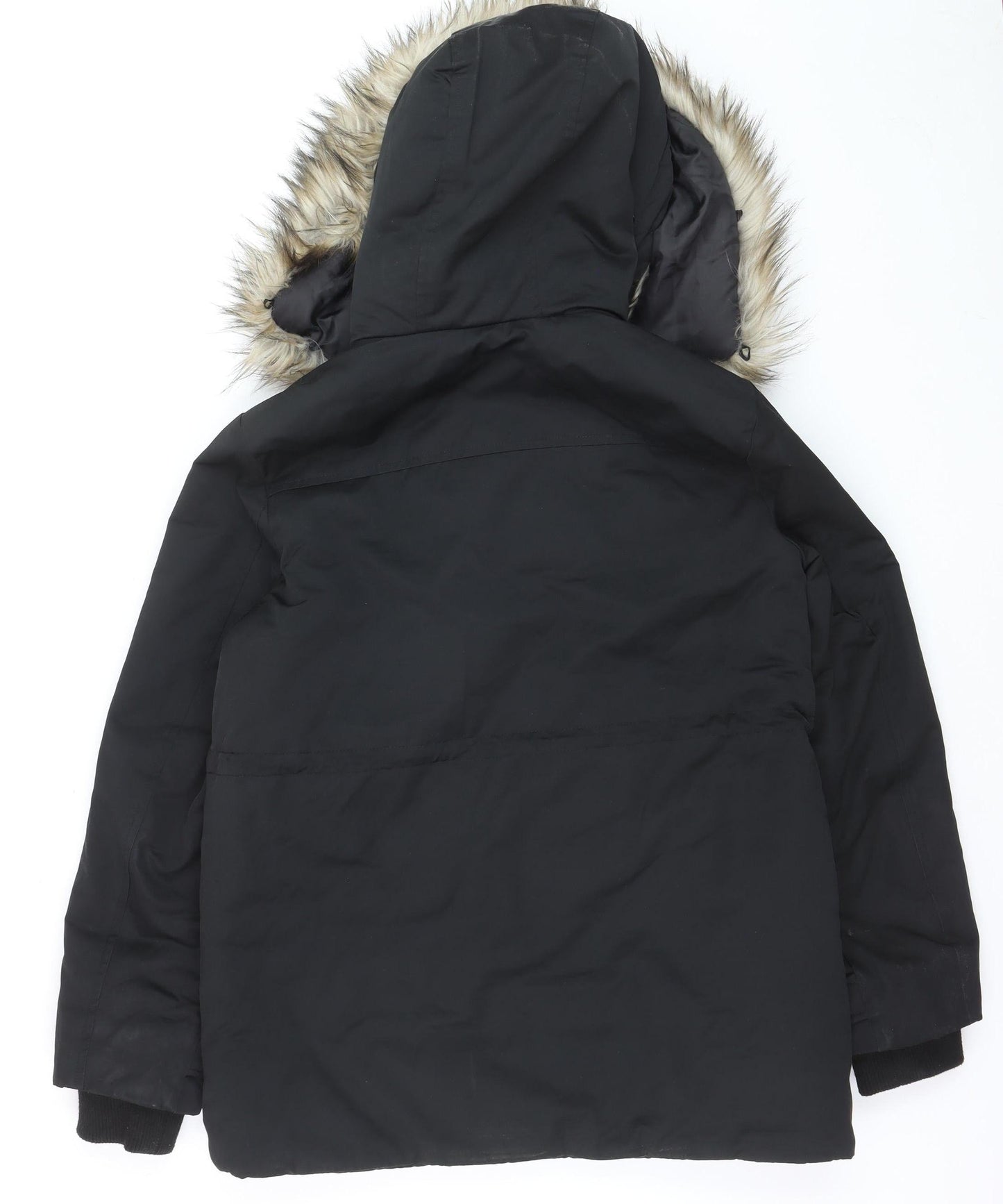 Topshop Unisex Black M Padded Faux Fur Hooded Parka Jacket