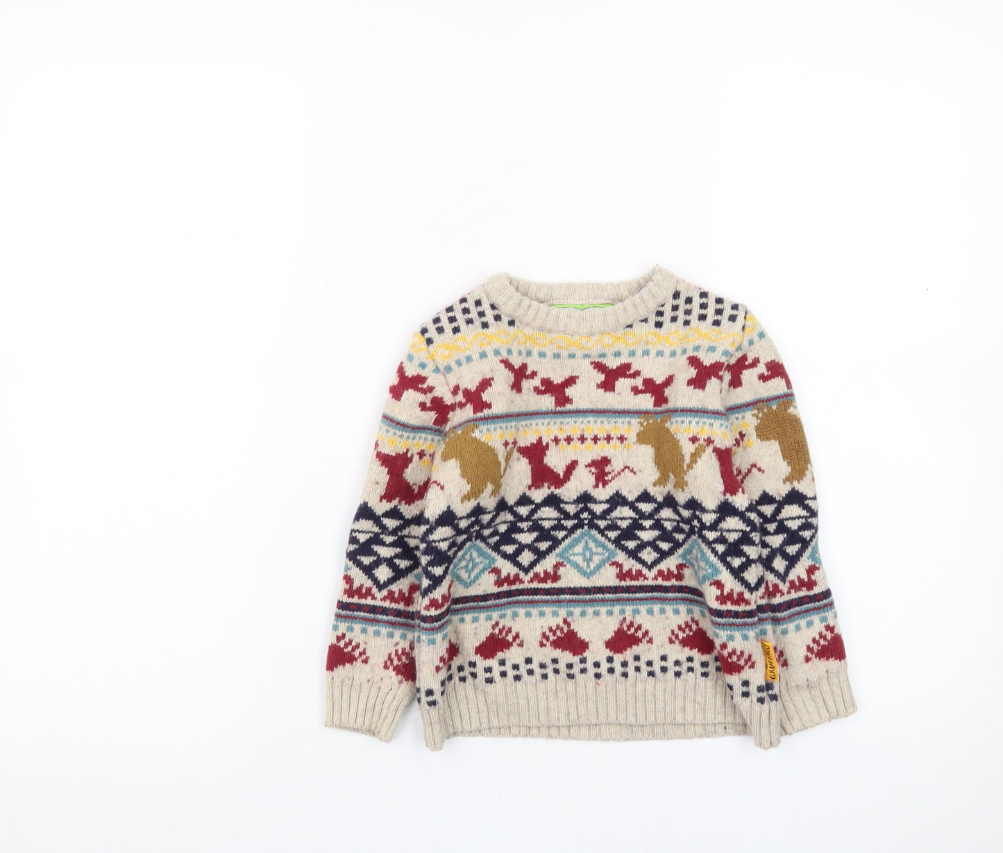 The Gruffalo Boys Beige Fair Isle Jumper 2-3 Years Tu Cotton Wool Blend