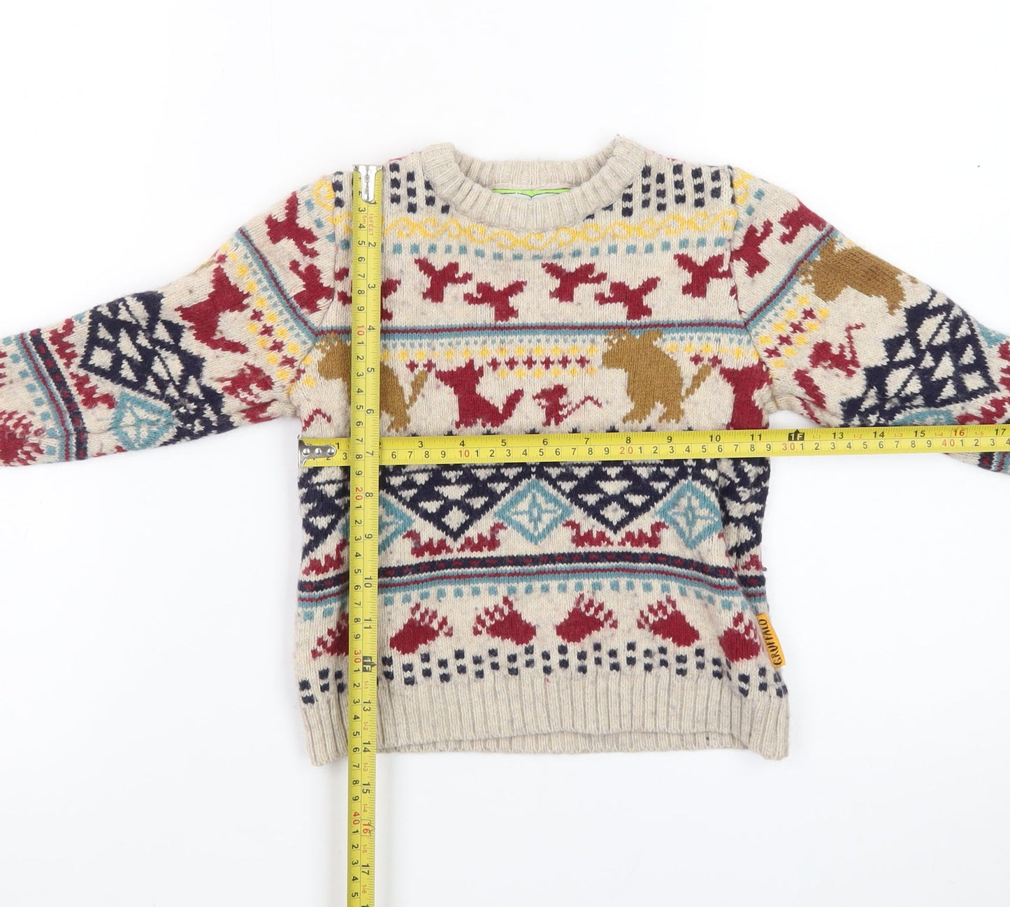 The Gruffalo Boys Beige Fair Isle Jumper 2-3 Years Tu Cotton Wool Blend