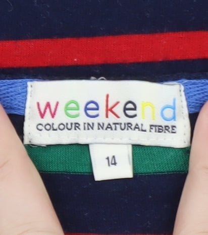 Weekend Womens Multicoloured Striped 3/4 Sleeve Cotton T-Shirt Size 14