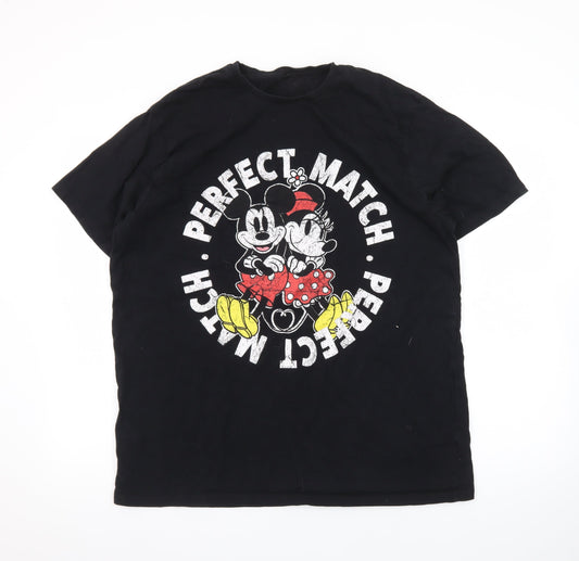 George Mickey & Minnie Black XL Men's Graphic T-Shirt