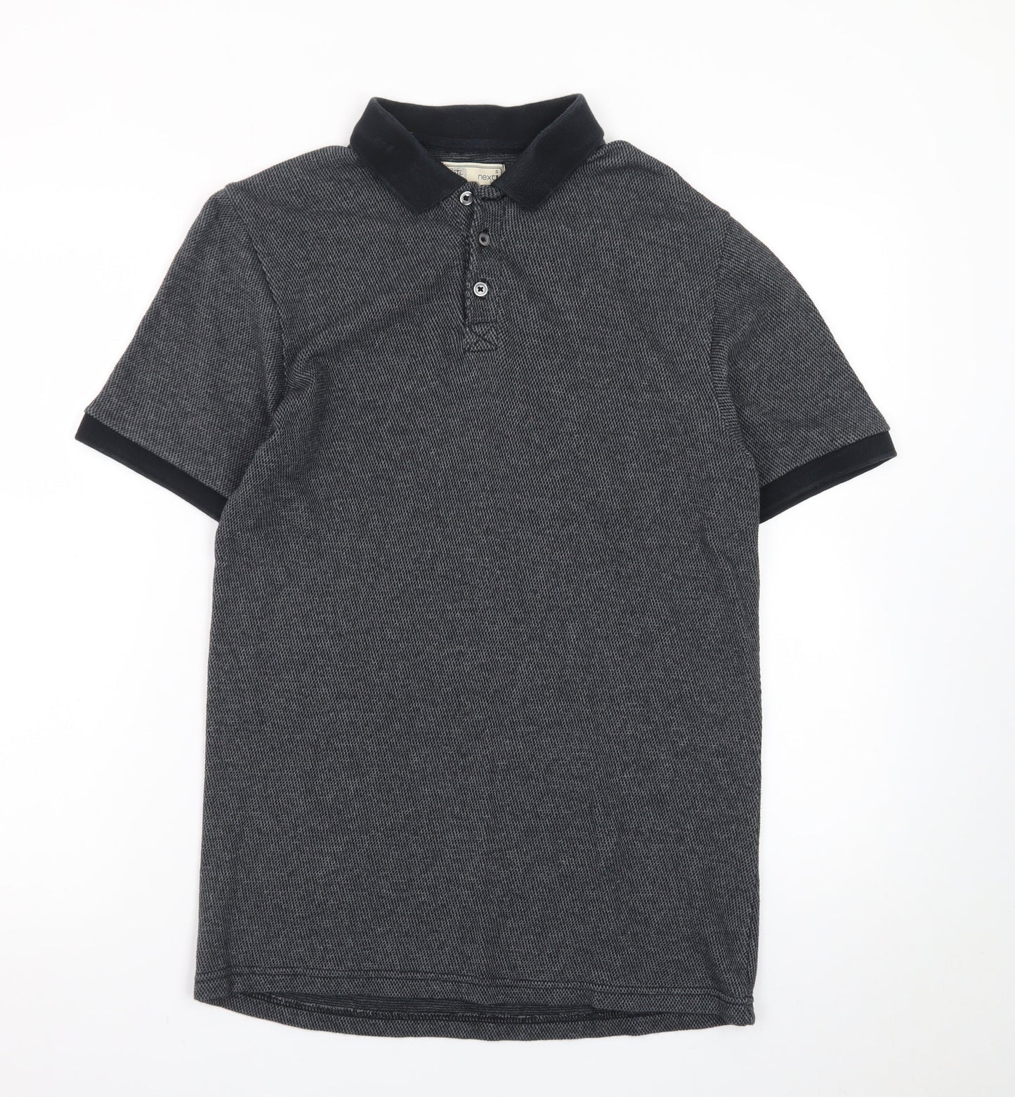 Next Men's Grey Cotton Short Sleeve Polo Shirt Size S