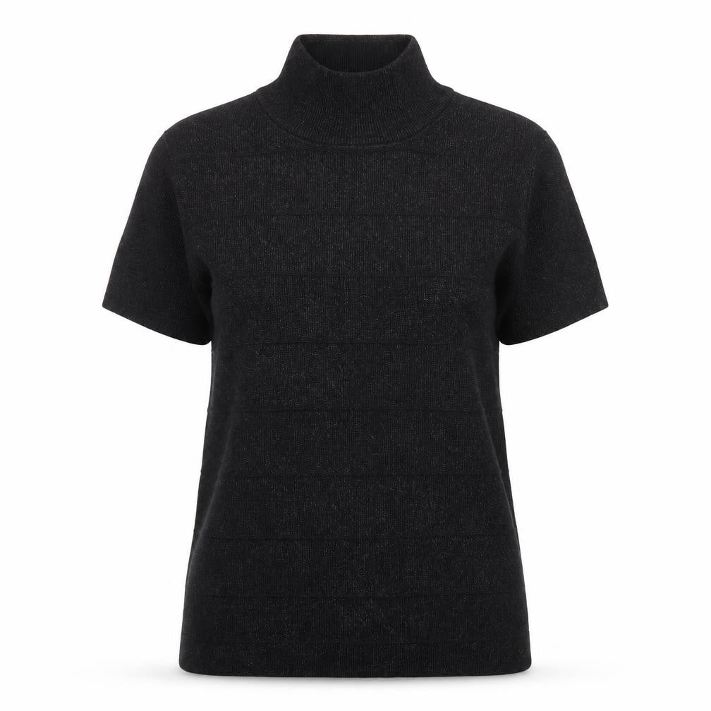 Jessica Women Black Roll Neck Short Sleeve Pullover Jumper S