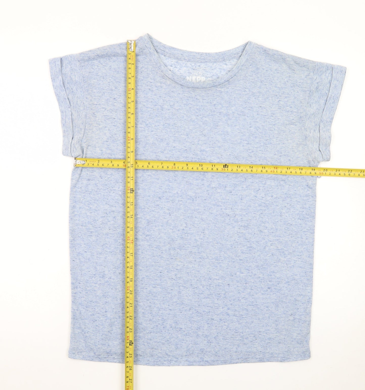 Atmosphere Women's Blue Marl Crew Neck Short Sleeve T-Shirt Size 12