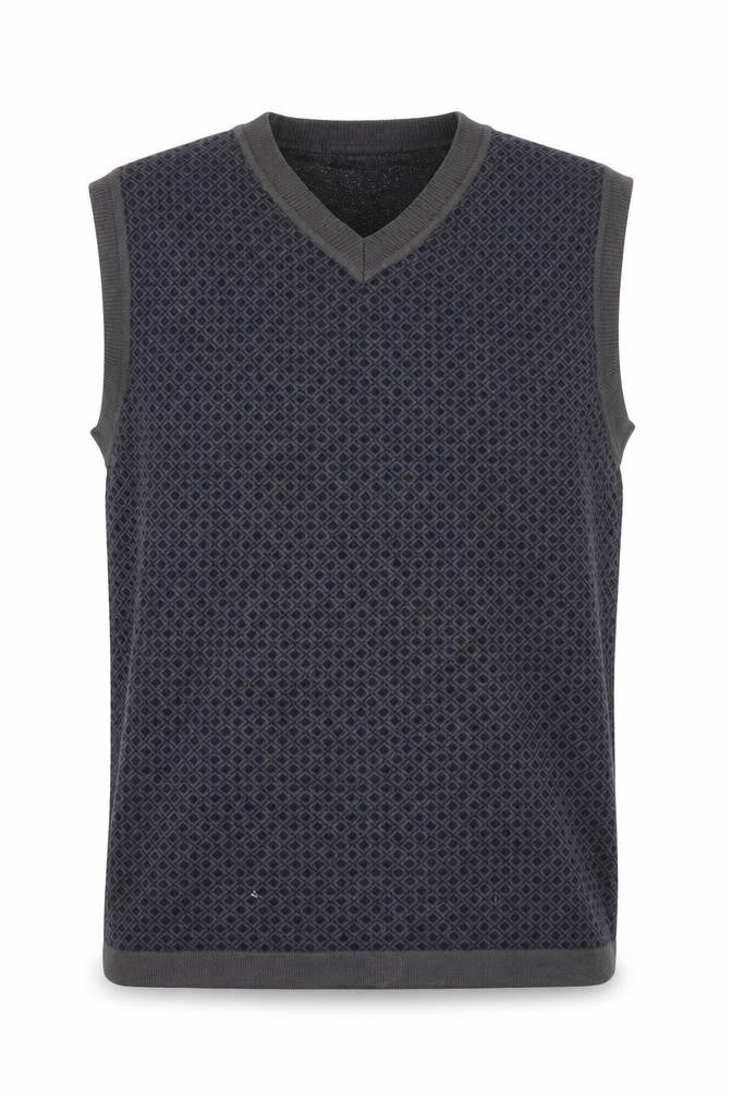 WinterSilks Men's Grey Silk Cashmere V-Neck Sleeveless Vest L