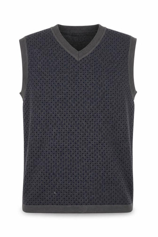 WinterSilks Men's Grey Silk Cashmere V-Neck Sleeveless Vest L