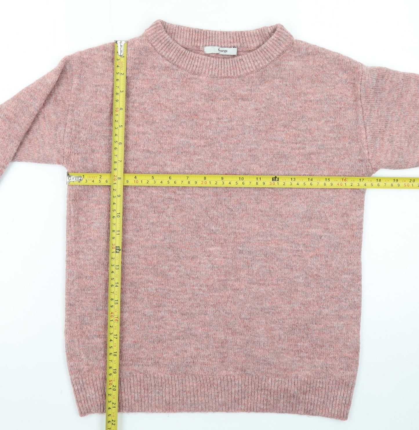 George Women's Pink Crew Neck Pullover Knit Jumper Size Small 8-10