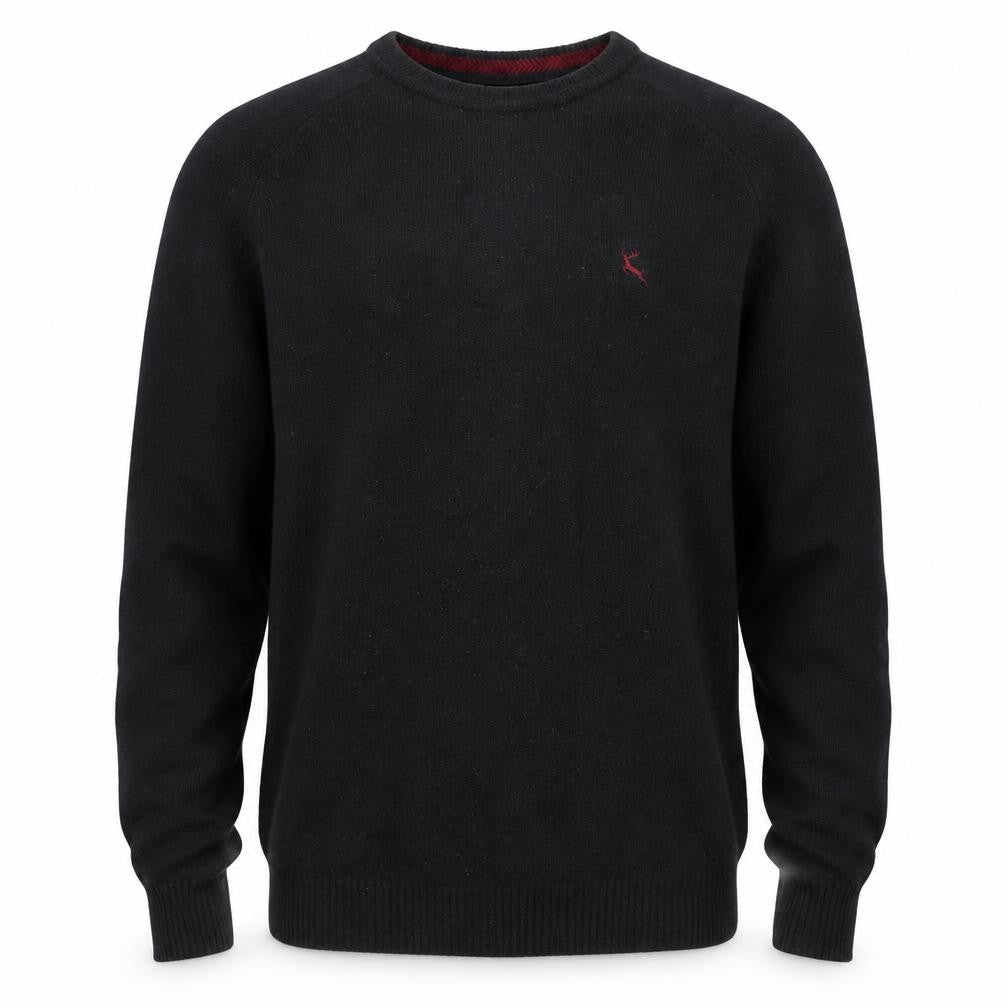 F&F Men’s Black Lambswool Crew Neck Jumper Size M Classic Knit