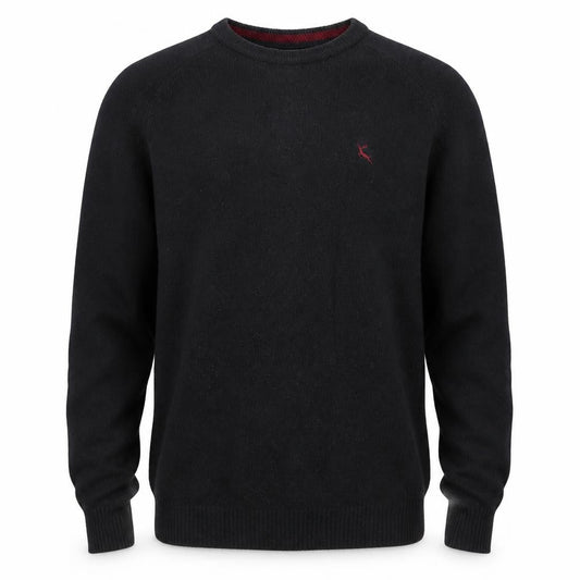 F&F Men’s Black Lambswool Crew Neck Jumper Size M Classic Knit