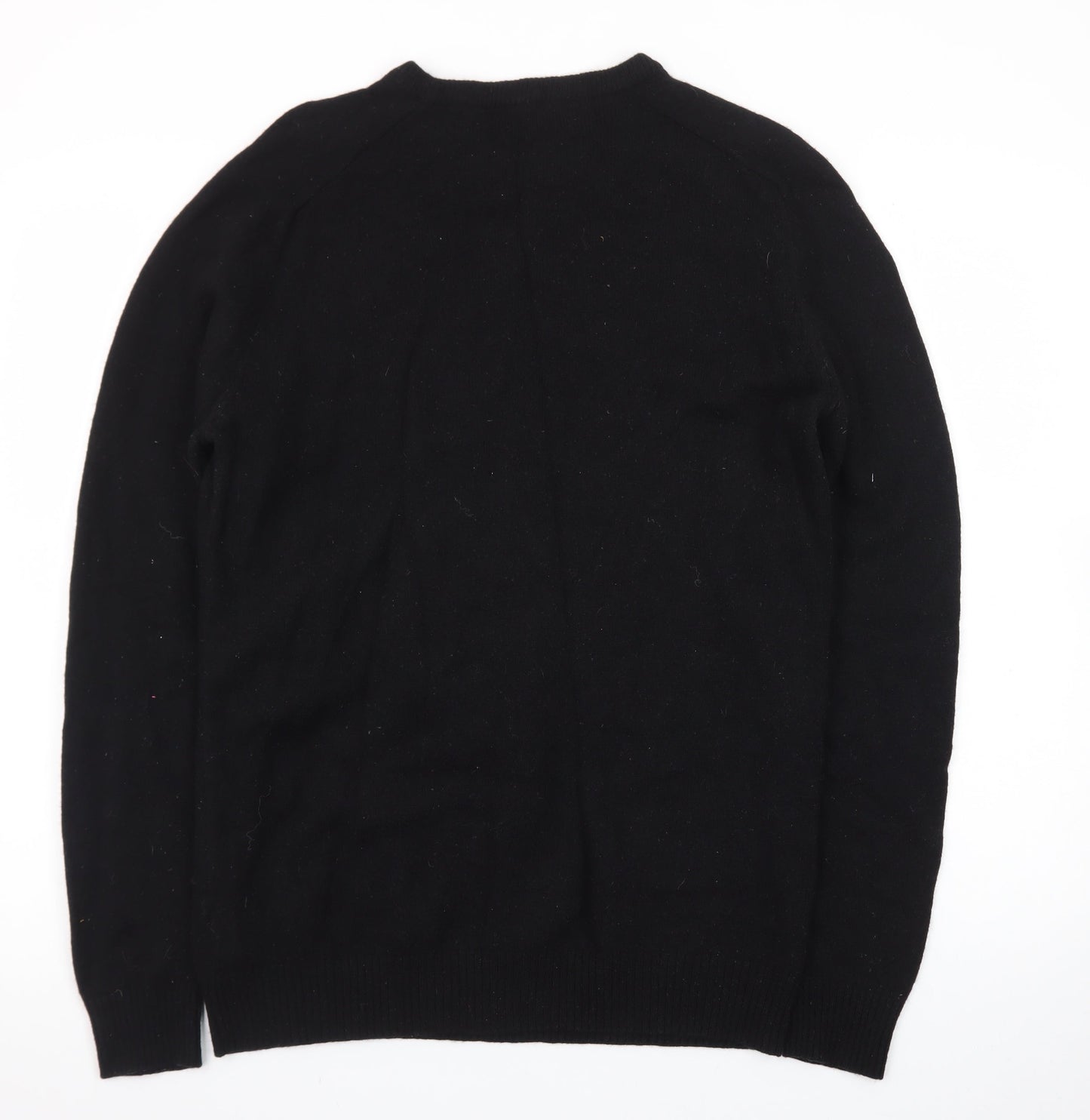 F&F Men’s Black Lambswool Crew Neck Jumper Size M Classic Knit