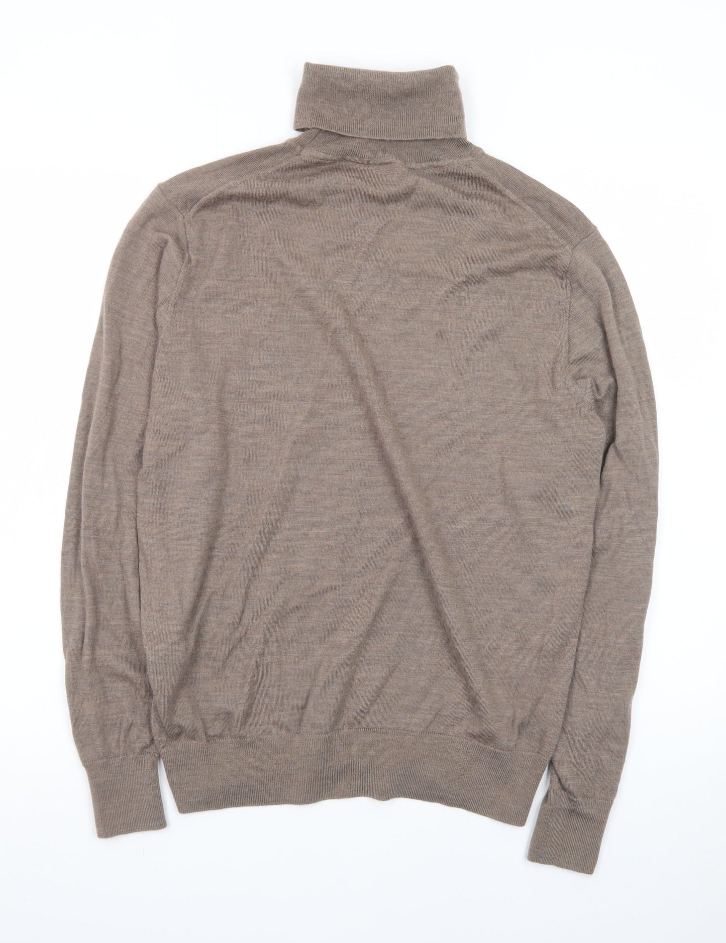 Uniqlo Men's Brown Wool Roll Neck Long Sleeve Knit Top Size S