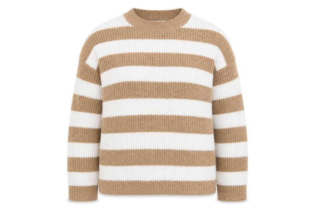 Tu Women Beige & White Striped Pullover Jumper Size 14