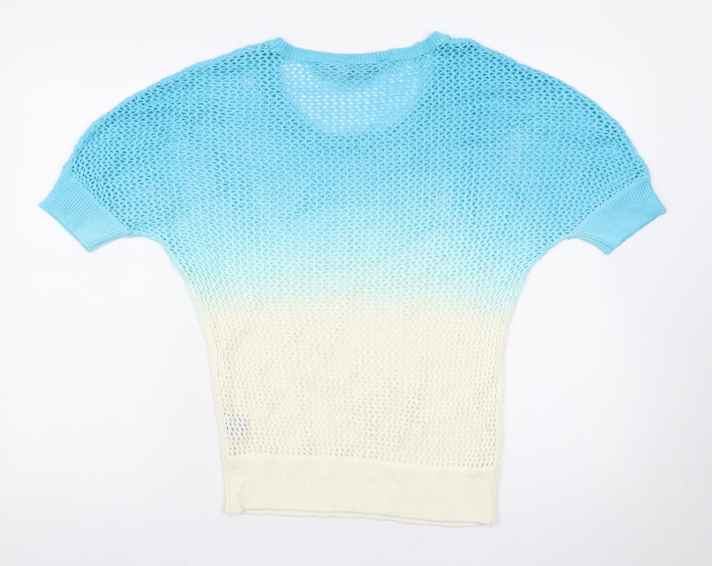 Rivers Womens Multicoloured Cotton Open Knit Short Sleeve Jumper Size 12