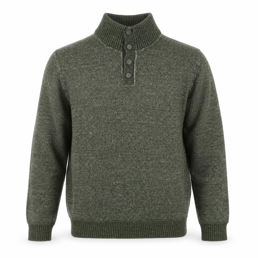 Gap Men's Green Wool Blend Henley Jumper Size L Mock Neck