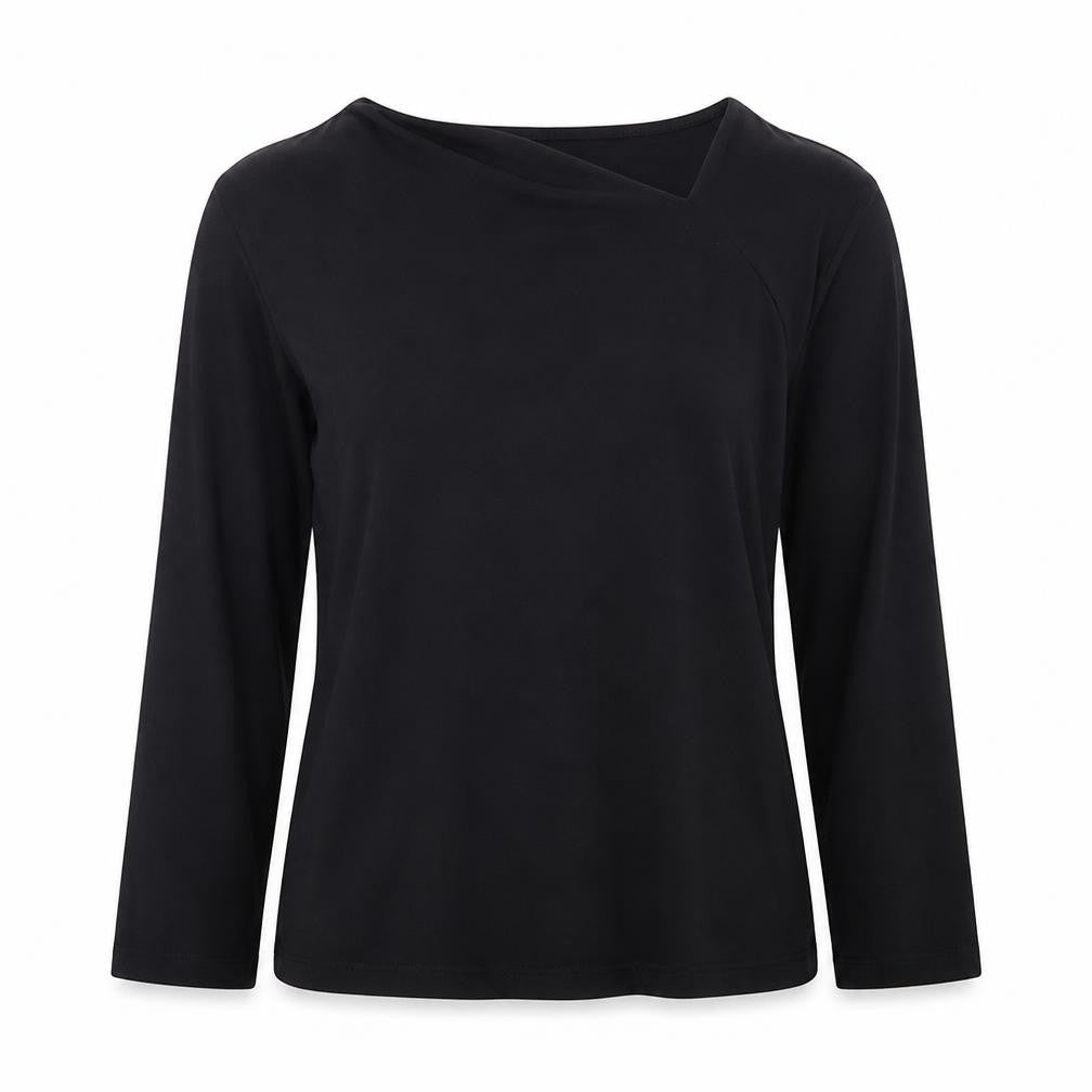 Marks & Spencer Women’s Black Size 12 Boat Neck 3/4 Sleeve Cotton Top