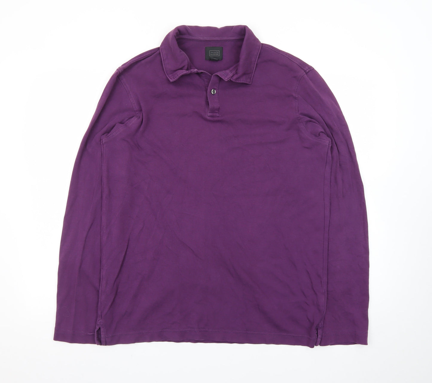 14th & Union Men's Purple Long Sleeve Cotton Polo Shirt Size M