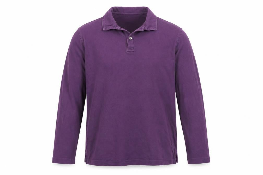 14th & Union Men's Purple Long Sleeve Cotton Polo Shirt Size M