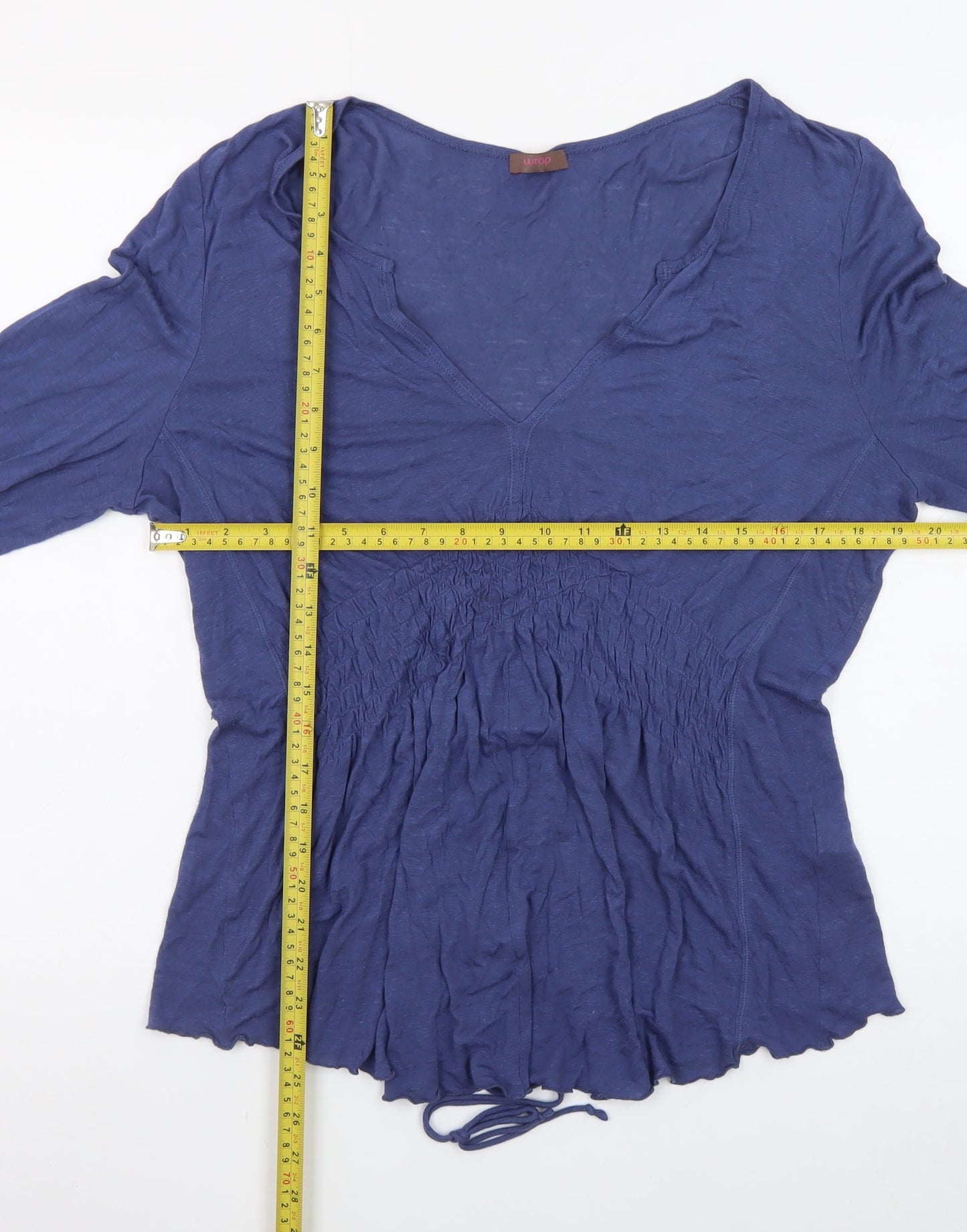 Wrap Womens Blue V-Neck Tunic Blouse UK 18 Lightweight Top