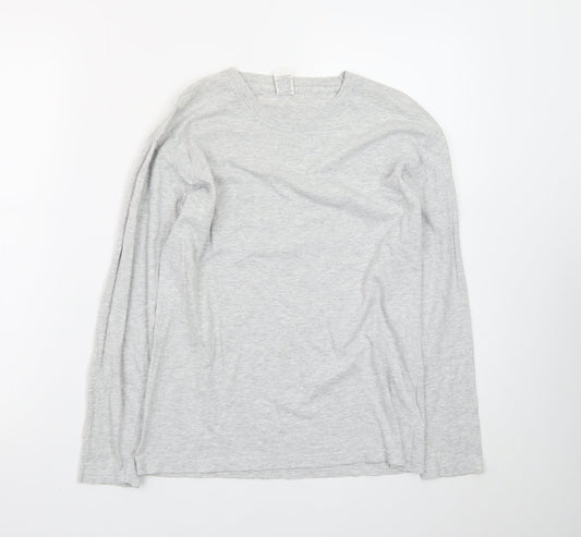 Fruit of the Loom Men's Grey Long Sleeve Crew Neck Cotton T-Shirt Size S
