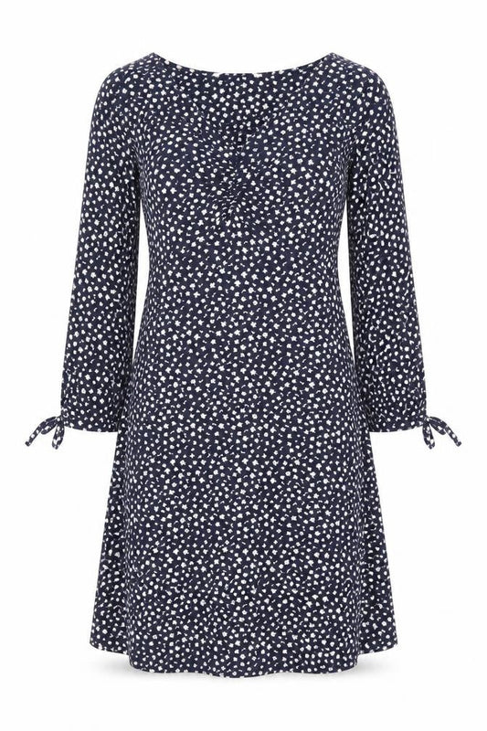 Tu Woman Blue Floral A-Line Dress Size 10 Long Sleeve