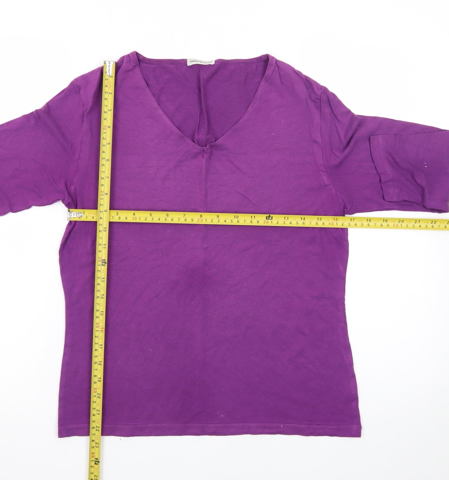 House of Fraser Women’s Purple Viscose V-Neck 3/4 Sleeve T-Shirt Size M