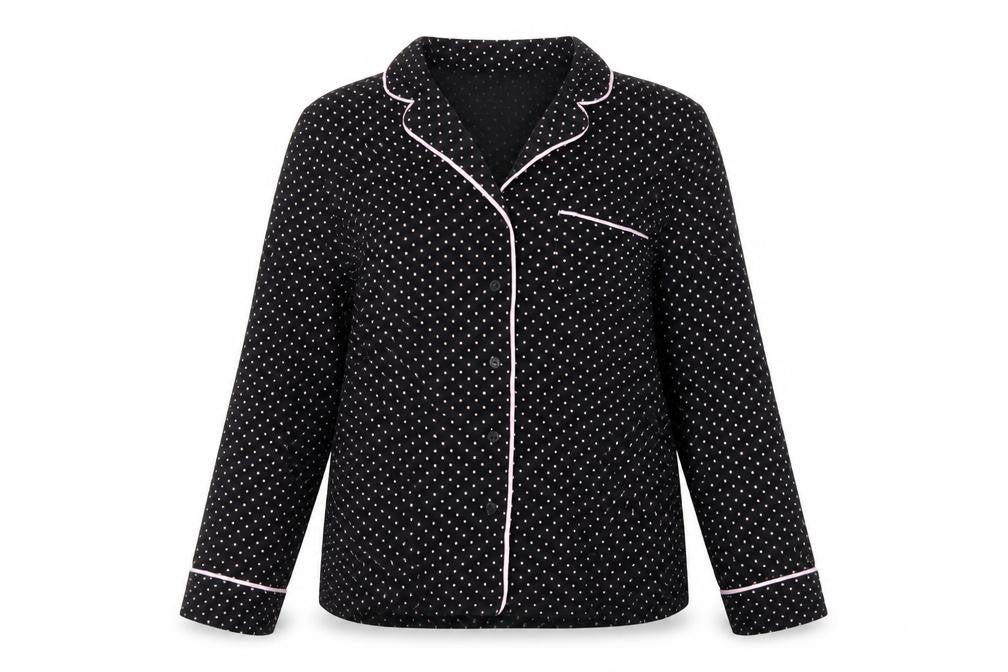 Victoria's Secret Women's Black Polka Dot Long Sleeve Pyjama Top S