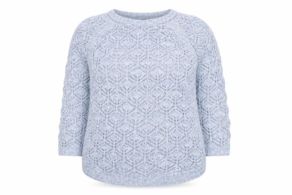 Marks & Spencer Women Blue Open-Knit 3/4 Sleeve Jumper Size 14
