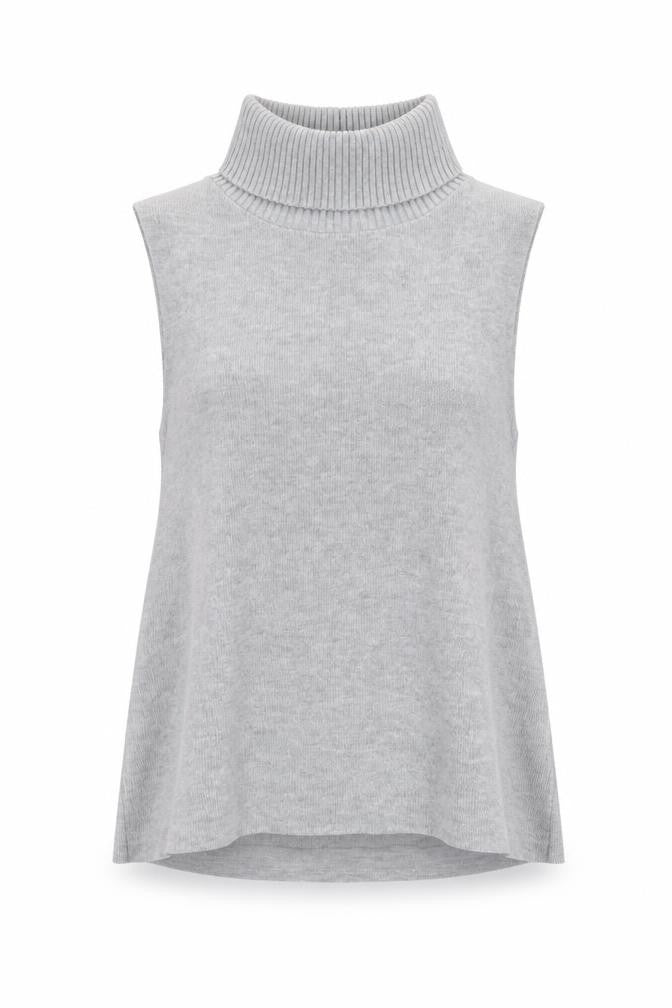 Zara Women Grey Sleeveless Roll Neck Knit Pullover Jumper Size S