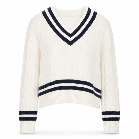 Primark Womens Ivory V-Neck Cable-Knit Jumper XS