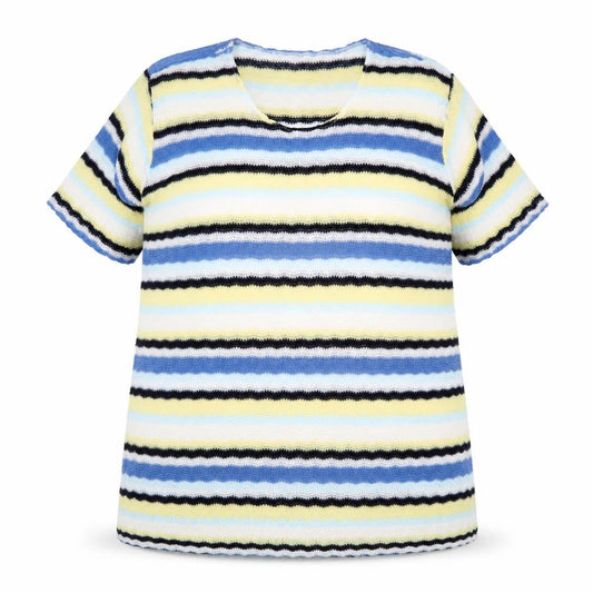 Damart Women's Multicoloured Striped Short Sleeve Knit Jumper Size 22/24