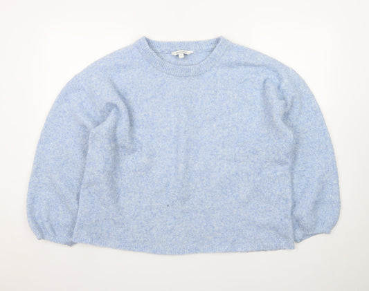 Bonmarché Women's Blue Crew Neck Wool Blend Pullover Jumper Size 14