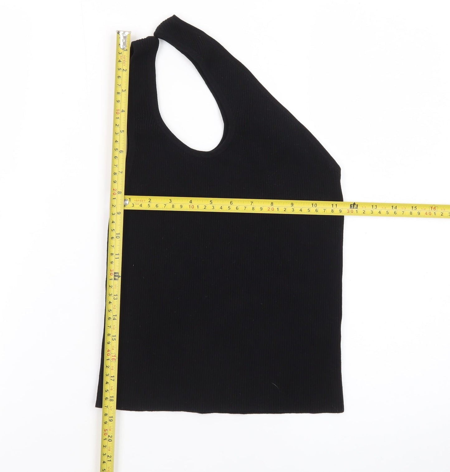 Collusion Women's Black One Shoulder Ribbed Tank Top Size 10